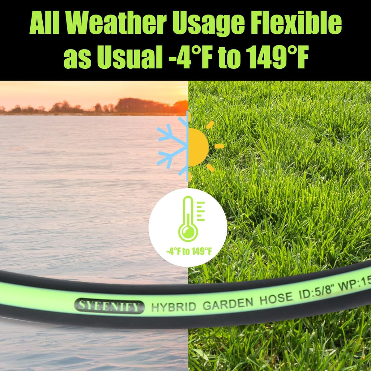 Kink Free Garden Hose 10ft 5/8", Heavy Duty Hybrid Water Hose