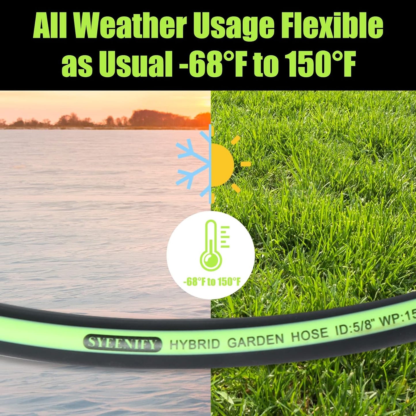 Kink Free Garden Hose 10ft 5/8", Heavy Duty Hybrid Water Hose