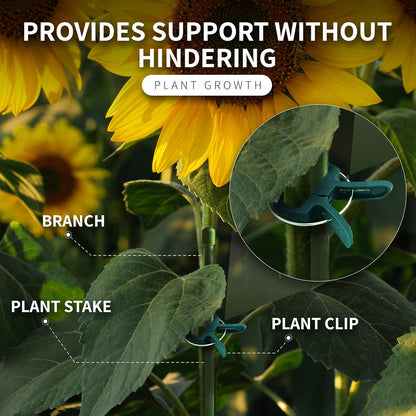 Plant Clips 40 Piece Green Gentle Gardening Plant & Flower Lever Loop Gripper Clips, Tool for Supporting or Straightening Plant Stems, Stalks, and Vines, Garden Clips