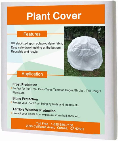 Plant Covers Freeze Protection H48 x55 0.9oz Plant Frost Protection Covers Plant Protection Winter Cover Drawstring Bags Cold Frost Blanket,White - Colors B