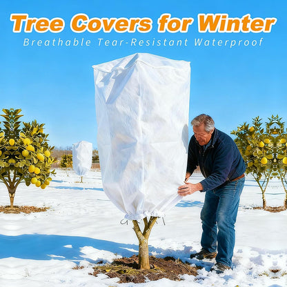 Plant Covers Freeze Protection H48 x55 0.9oz Plant Frost Protection Covers Plant Protection Winter Cover Drawstring Bags Cold Frost Blanket,White - Colors B
