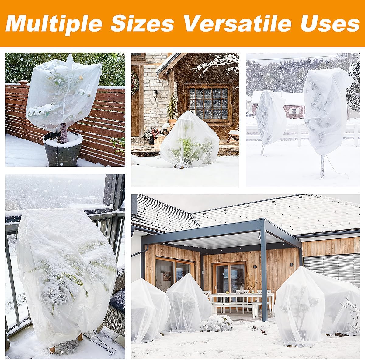 Plant Covers Freeze Protection H48 x55 0.9oz Plant Frost Protection Covers Plant Protection Winter Cover Drawstring Bags Cold Frost Blanket,White - Colors B