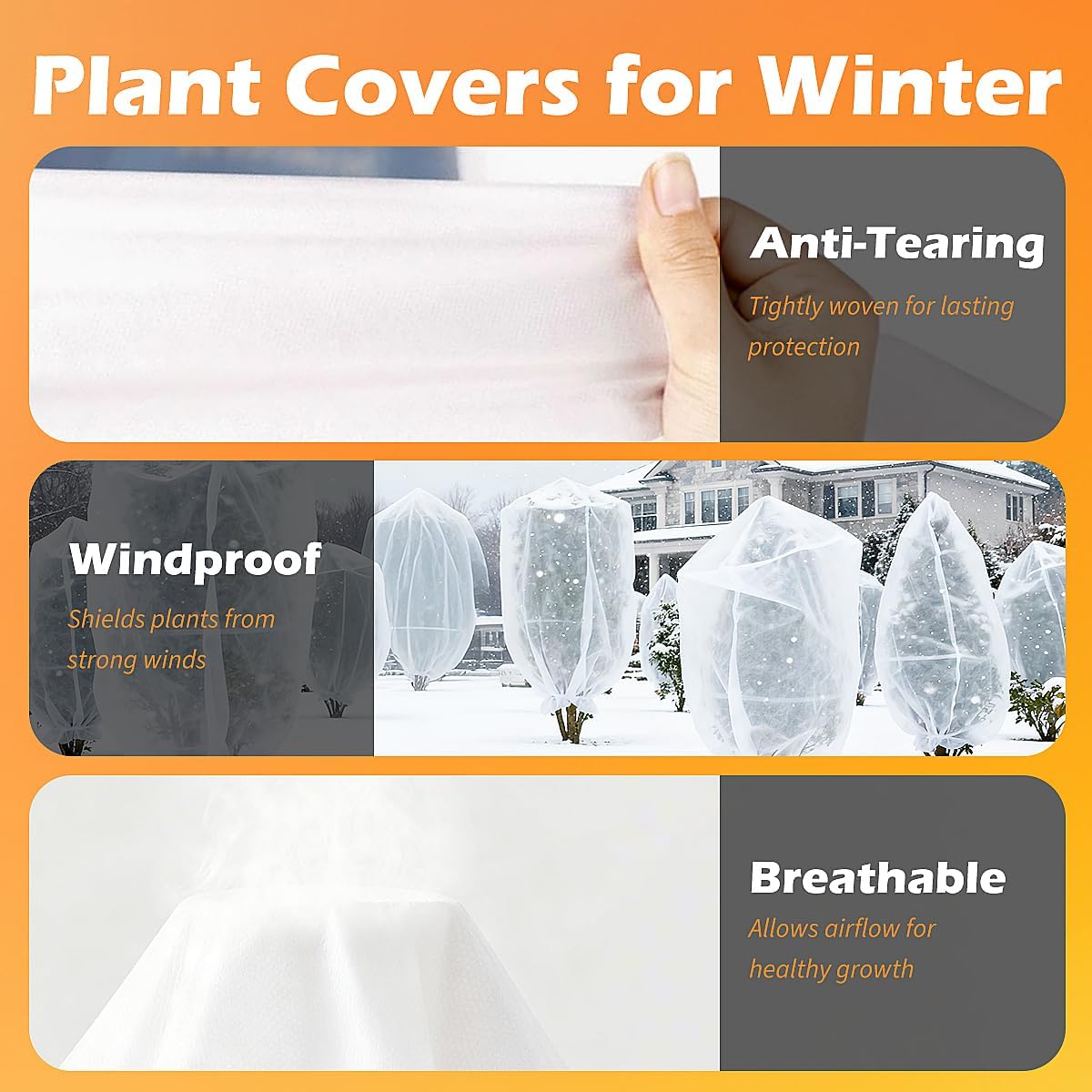 Plant Covers Freeze Protection H48 x55 0.9oz Plant Frost Protection Covers Plant Protection Winter Cover Drawstring Bags Cold Frost Blanket,White - Colors B