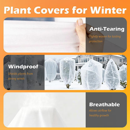 Plant Covers Freeze Protection H48 x55 0.9oz Plant Frost Protection Covers Plant Protection Winter Cover Drawstring Bags Cold Frost Blanket,White - Colors B