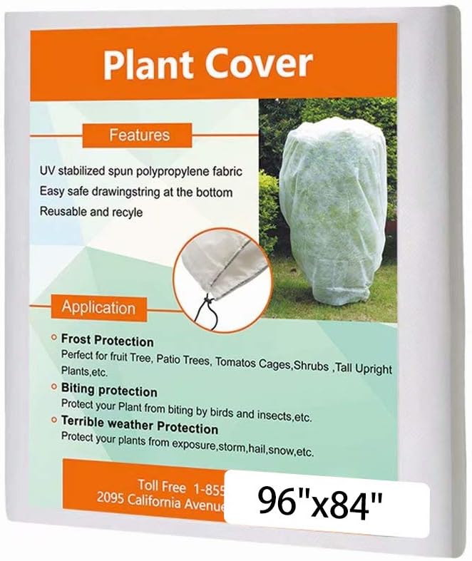 Plant Covers Freeze Protection H48 x55 0.9oz Plant Frost Protection Covers Plant Protection Winter Cover Drawstring Bags Cold Frost Blanket,White - Colors B