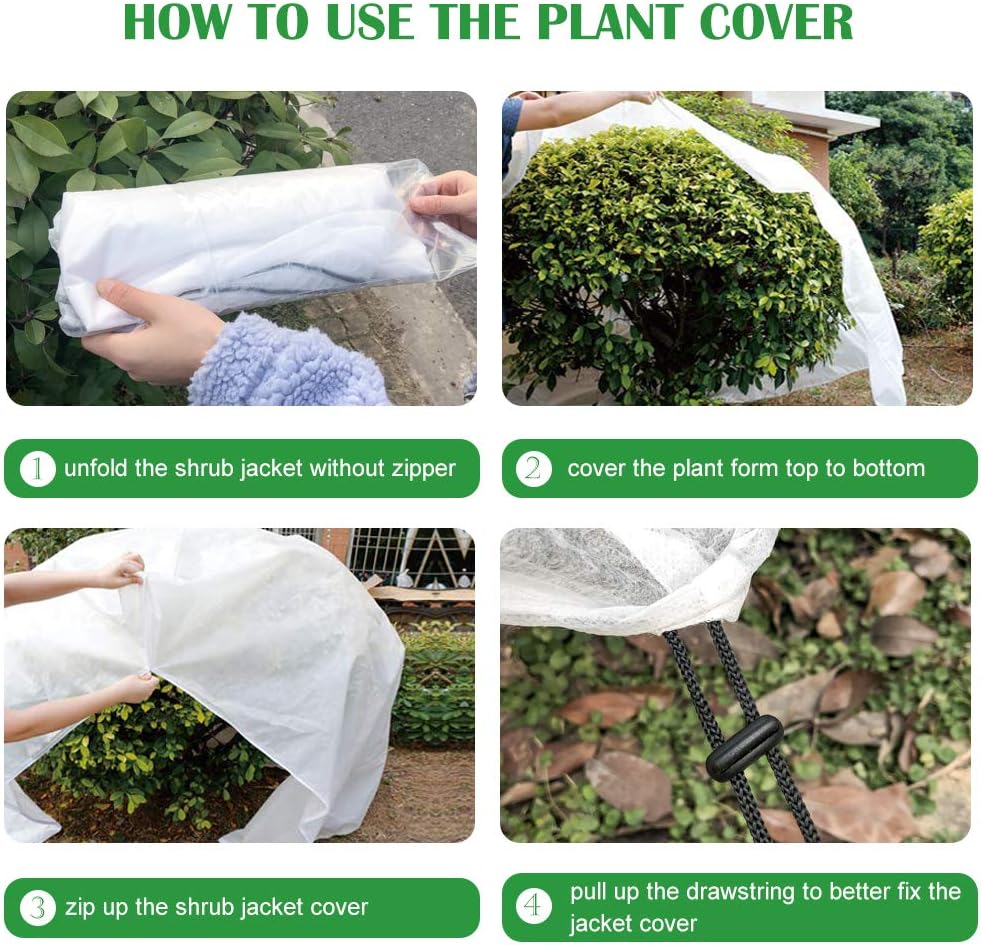 Plant Covers Freeze Protection H48 x55 0.9oz Plant Frost Protection Covers Plant Protection Winter Cover Drawstring Bags Cold Frost Blanket,White - Colors B