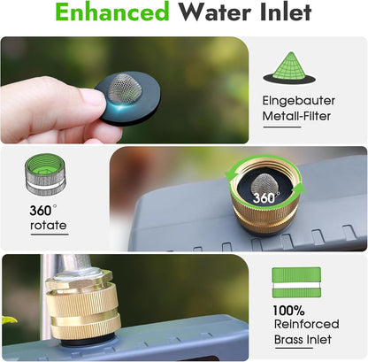 Water Timer with Brass Inlet, 2 Independent Zones Outdoor Hose Timer for Garden Faucet with Auto/Manual/Rain Delay Mode, Sprinkler Irrigation Timers for Yard Lawn