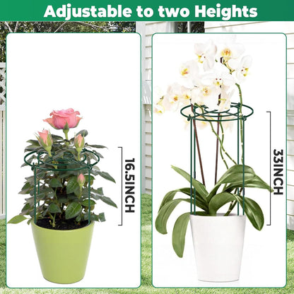 6Pack Peony Cages and Supports 33''H x 13''D Grow Through Large Plant Support, Adjustable High, Heavy Duty, Rust-Resistant, Round, Flower Support Cage Ring for Rose Tomato Hydrangea