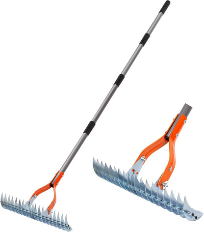 Thatch Rake for Lawn with Adjustable Handle Heavy Duty Steel Lawn Rake