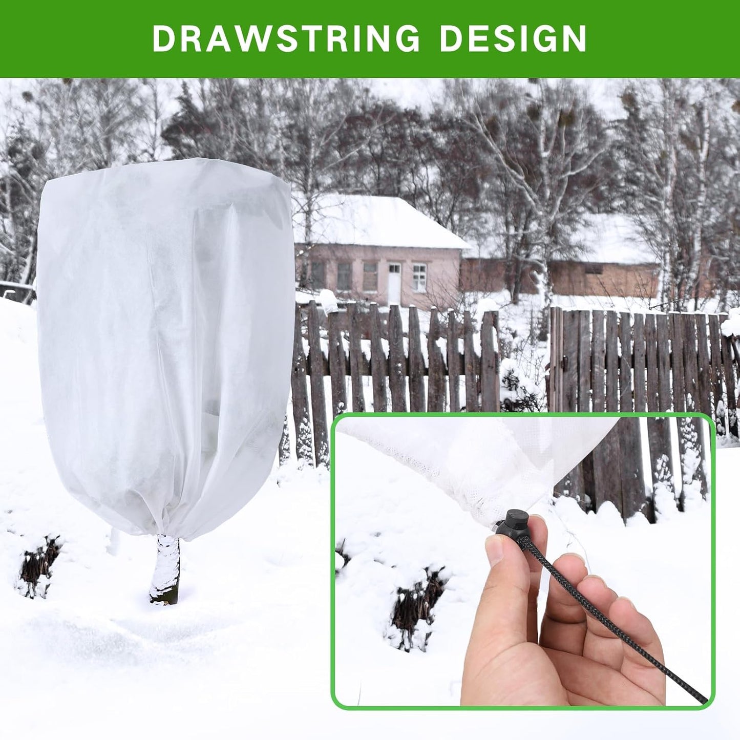 2-Pack Plant Covers Freeze Protection 42" x45" 2.2 oz, Frost Cloth Plants Jacket Drawstring Tree Cover for Outdoor Plants, Shrub Potted Plants Winter