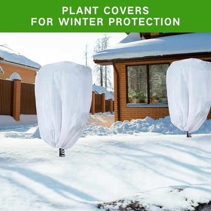 2-Pack Plant Covers Freeze Protection 42" x45" 2.2 oz, Frost Cloth Plants Jacket Drawstring Tree Cover for Outdoor Plants, Shrub Potted Plants Winter