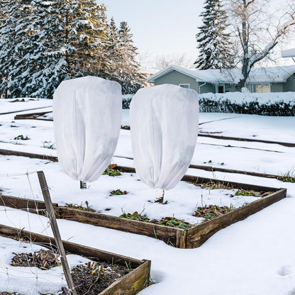 2-Pack Plant Covers Freeze Protection 42" x45" 2.2 oz, Frost Cloth Plants Jacket Drawstring Tree Cover for Outdoor Plants, Shrub Potted Plants Winter