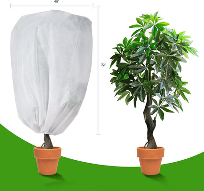 2-Pack Plant Covers Freeze Protection 42" x45" 2.2 oz, Frost Cloth Plants Jacket Drawstring Tree Cover for Outdoor Plants, Shrub Potted Plants Winter