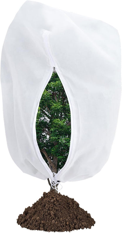 2-Pack Plant Covers Freeze Protection 42" x45" 2.2 oz, Frost Cloth Plants Jacket Drawstring Tree Cover for Outdoor Plants, Shrub Potted Plants Winter