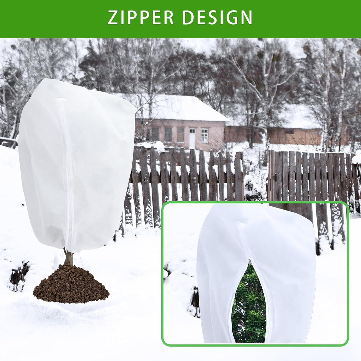 2-Pack Plant Covers Freeze Protection 42" x45" 2.2 oz, Frost Cloth Plants Jacket Drawstring Tree Cover for Outdoor Plants, Shrub Potted Plants Winter
