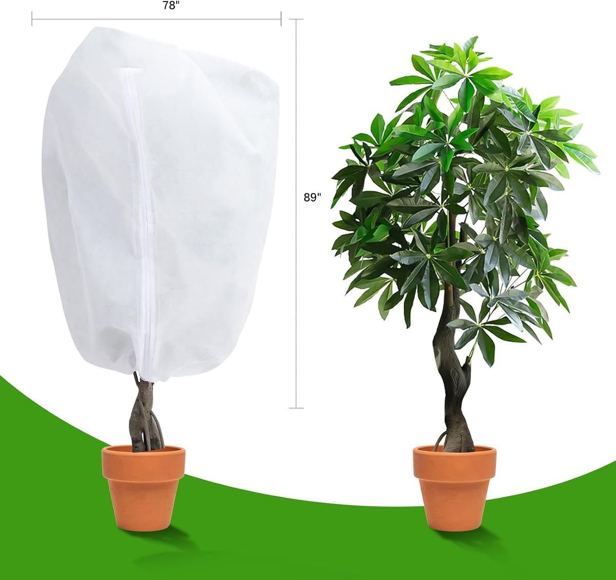 2-Pack Plant Covers Freeze Protection 42" x45" 2.2 oz, Frost Cloth Plants Jacket Drawstring Tree Cover for Outdoor Plants, Shrub Potted Plants Winter