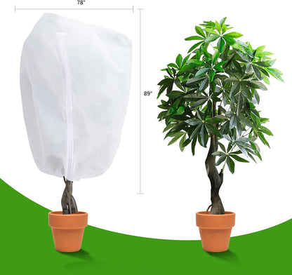 2-Pack Plant Covers Freeze Protection 42" x45" 2.2 oz, Frost Cloth Plants Jacket Drawstring Tree Cover for Outdoor Plants, Shrub Potted Plants Winter