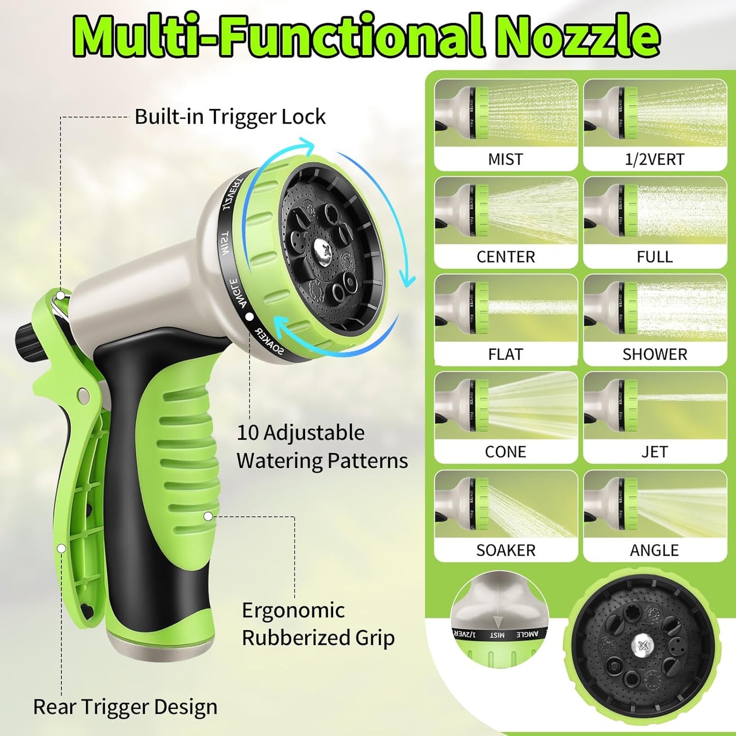 75FT Garden Hose, Stainless Steel Water Hose, 10 Function Nozzle
