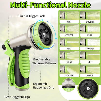 75FT Garden Hose, Stainless Steel Water Hose, 10 Function Nozzle