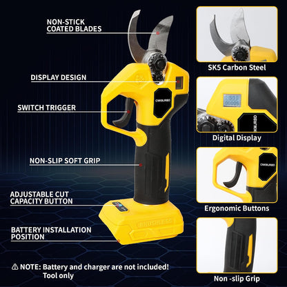 Pruning Shears Compatible with Dewalt 20V Battery,LCD Display SK5 Blades