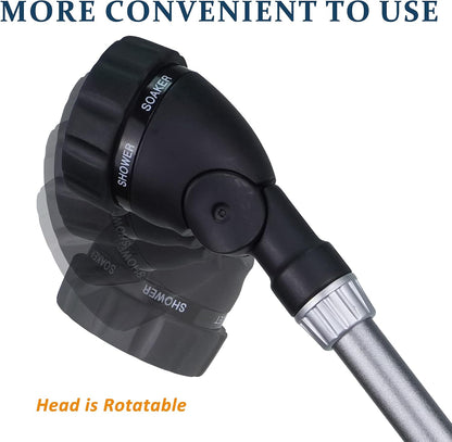 Watering Wand for Hanging Baskets & Windows, Lightweight 6-Spray Wand, Ergonomic Nozzle for Garden, Patio, Car Cleaning (Silver- Black, 22 Inch)