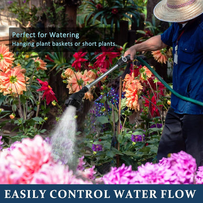 Watering Wand for Hanging Baskets & Windows, Lightweight 6-Spray Wand, Ergonomic Nozzle for Garden, Patio, Car Cleaning (Silver- Black, 22 Inch)