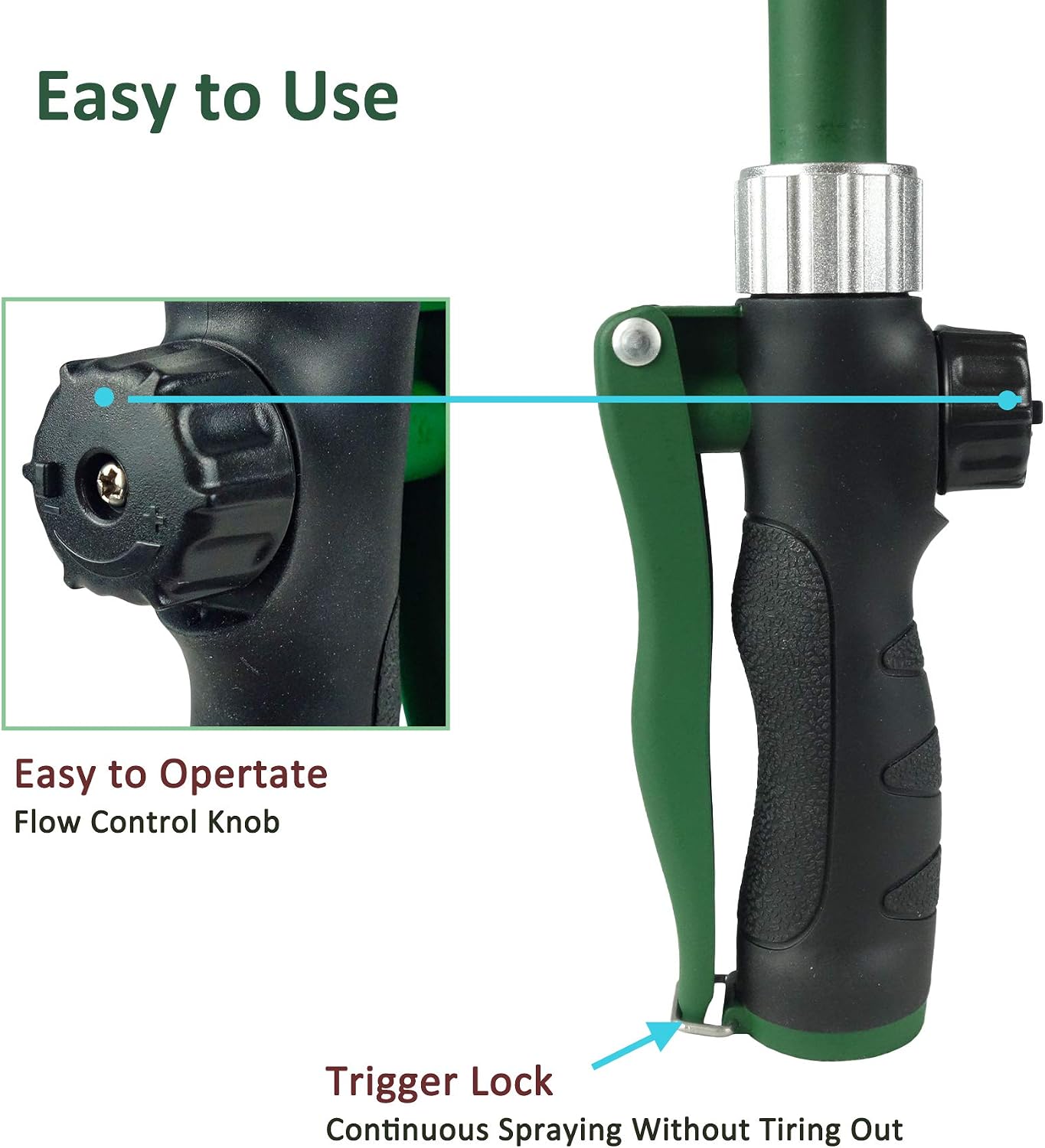 Watering Wand for Hanging Baskets & Windows, Lightweight 6-Spray Wand, Ergonomic Nozzle for Garden, Patio, Car Cleaning (Silver- Black, 22 Inch)