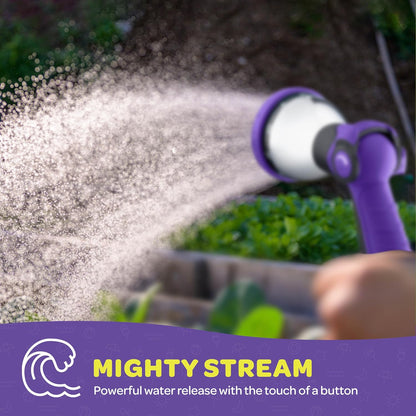 Hose Nozzle [Purple] Heavy Duty Hose Sprayer With 10 Adjustable Watering Patterns. Thumb Control Design, Comfortable Ergonomic Grip, Garden Hose Nozzle for Watering Plants & Lawns/Fun showers/Cleaning