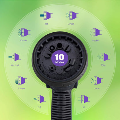 Hose Nozzle [Purple] Heavy Duty Hose Sprayer With 10 Adjustable Watering Patterns. Thumb Control Design, Comfortable Ergonomic Grip, Garden Hose Nozzle for Watering Plants & Lawns/Fun showers/Cleaning