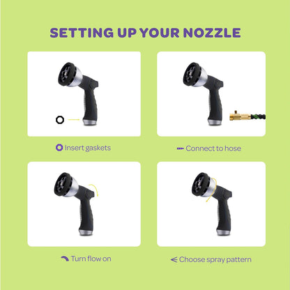 Hose Nozzle [Purple] Heavy Duty Hose Sprayer With 10 Adjustable Watering Patterns. Thumb Control Design, Comfortable Ergonomic Grip, Garden Hose Nozzle for Watering Plants & Lawns/Fun showers/Cleaning