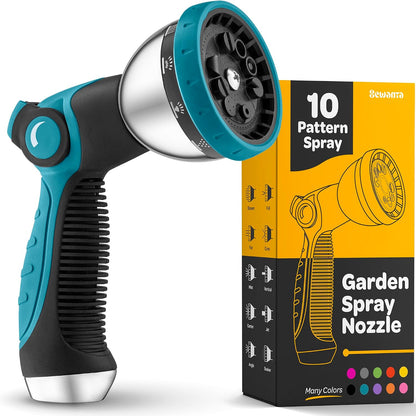 Hose Nozzle [Purple] Heavy Duty Hose Sprayer With 10 Adjustable Watering Patterns. Thumb Control Design, Comfortable Ergonomic Grip, Garden Hose Nozzle for Watering Plants & Lawns/Fun showers/Cleaning