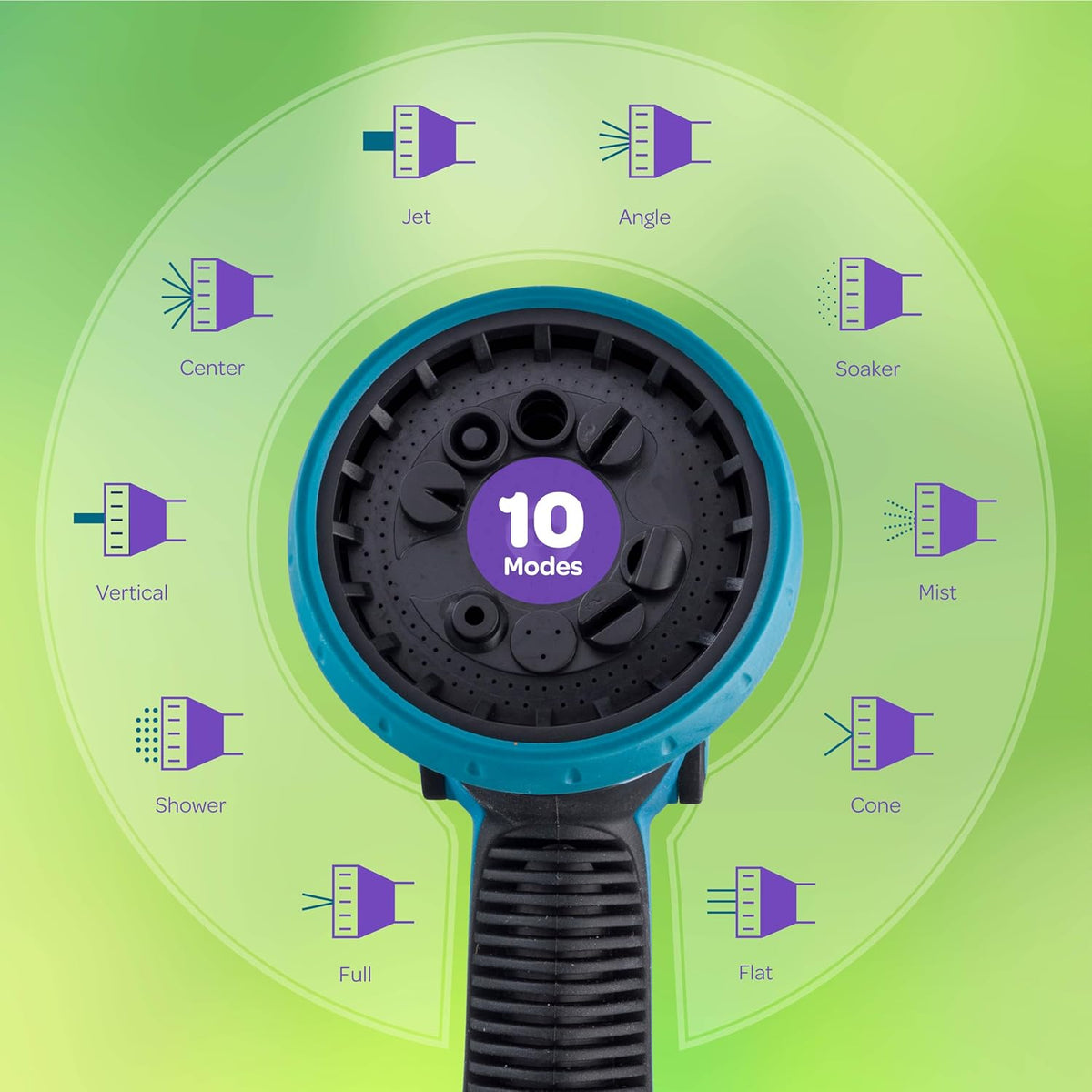Hose Nozzle [Purple] Heavy Duty Hose Sprayer With 10 Adjustable Watering Patterns. Thumb Control Design, Comfortable Ergonomic Grip, Garden Hose Nozzle for Watering Plants & Lawns/Fun showers/Cleaning