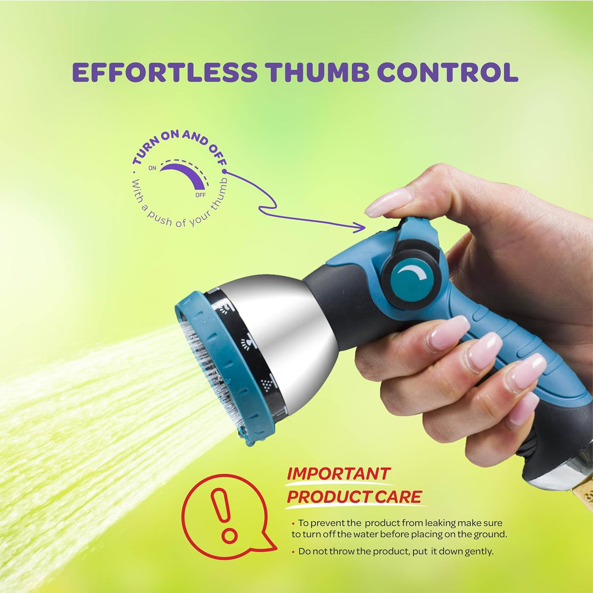 Hose Nozzle [Purple] Heavy Duty Hose Sprayer With 10 Adjustable Watering Patterns. Thumb Control Design, Comfortable Ergonomic Grip, Garden Hose Nozzle for Watering Plants & Lawns/Fun showers/Cleaning