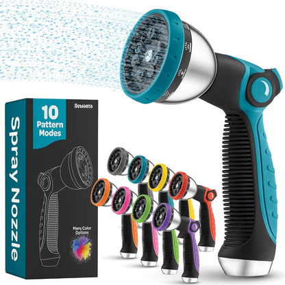 Hose Nozzle [Purple] Heavy Duty Hose Sprayer With 10 Adjustable Watering Patterns. Thumb Control Design, Comfortable Ergonomic Grip, Garden Hose Nozzle for Watering Plants & Lawns/Fun showers/Cleaning