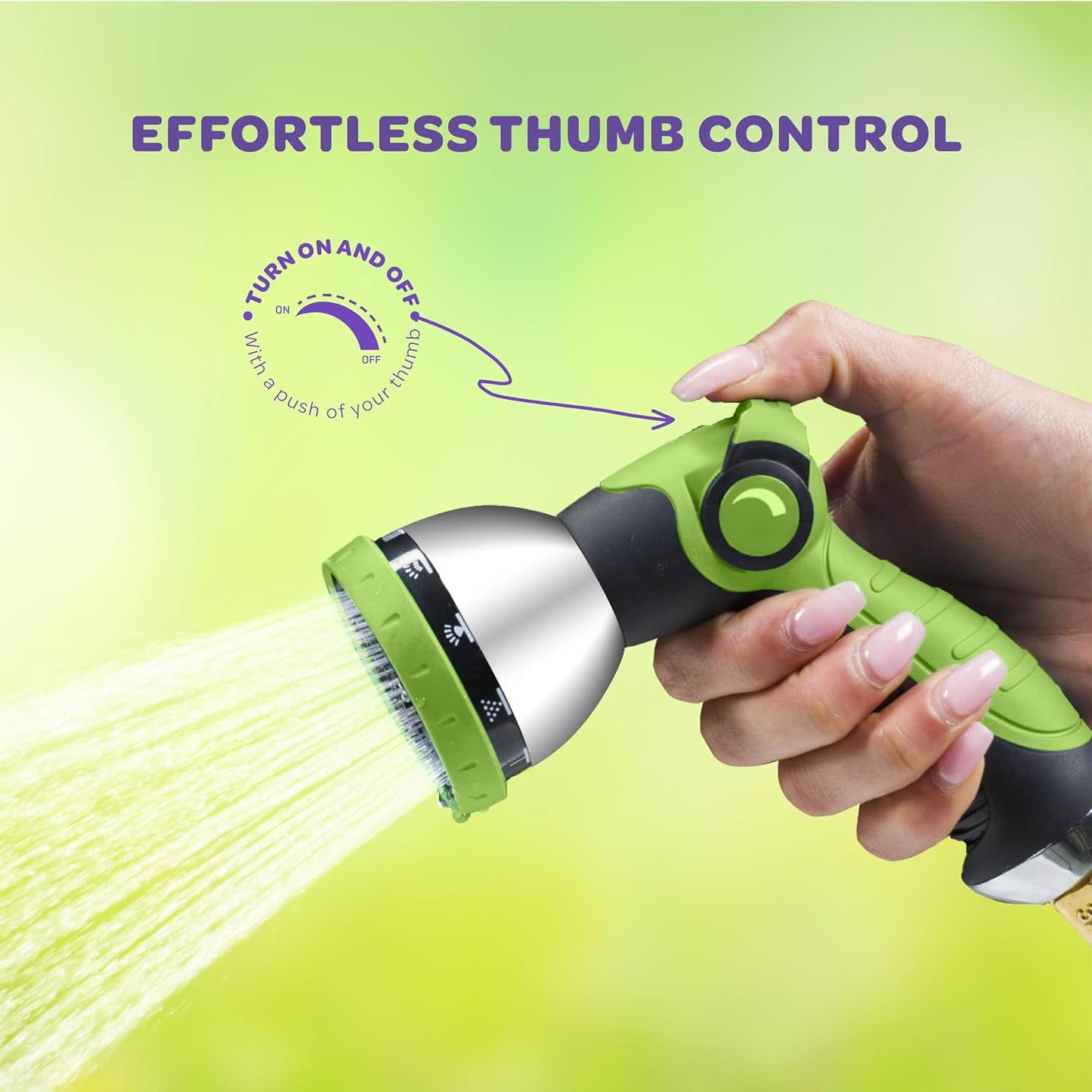 Hose Nozzle [Purple] Heavy Duty Hose Sprayer With 10 Adjustable Watering Patterns. Thumb Control Design, Comfortable Ergonomic Grip, Garden Hose Nozzle for Watering Plants & Lawns/Fun showers/Cleaning