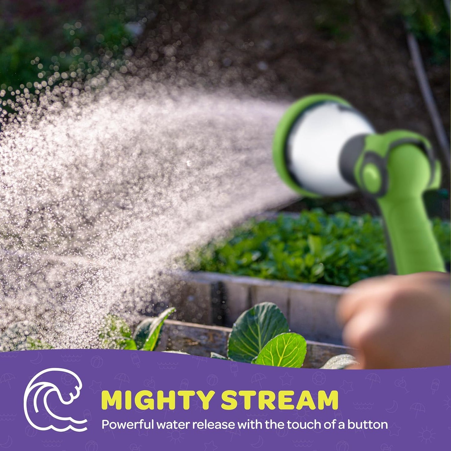 Hose Nozzle [Purple] Heavy Duty Hose Sprayer With 10 Adjustable Watering Patterns. Thumb Control Design, Comfortable Ergonomic Grip, Garden Hose Nozzle for Watering Plants & Lawns/Fun showers/Cleaning