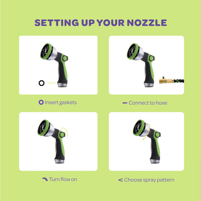 Hose Nozzle [Purple] Heavy Duty Hose Sprayer With 10 Adjustable Watering Patterns. Thumb Control Design, Comfortable Ergonomic Grip, Garden Hose Nozzle for Watering Plants & Lawns/Fun showers/Cleaning