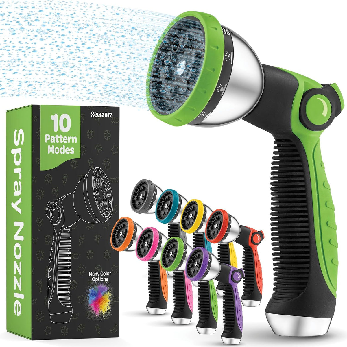 Hose Nozzle [Purple] Heavy Duty Hose Sprayer With 10 Adjustable Watering Patterns. Thumb Control Design, Comfortable Ergonomic Grip, Garden Hose Nozzle for Watering Plants & Lawns/Fun showers/Cleaning