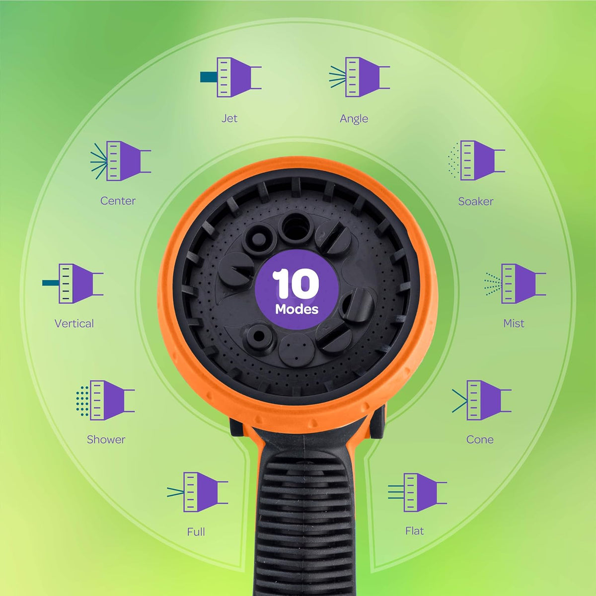 Hose Nozzle [Purple] Heavy Duty Hose Sprayer With 10 Adjustable Watering Patterns. Thumb Control Design, Comfortable Ergonomic Grip, Garden Hose Nozzle for Watering Plants & Lawns/Fun showers/Cleaning