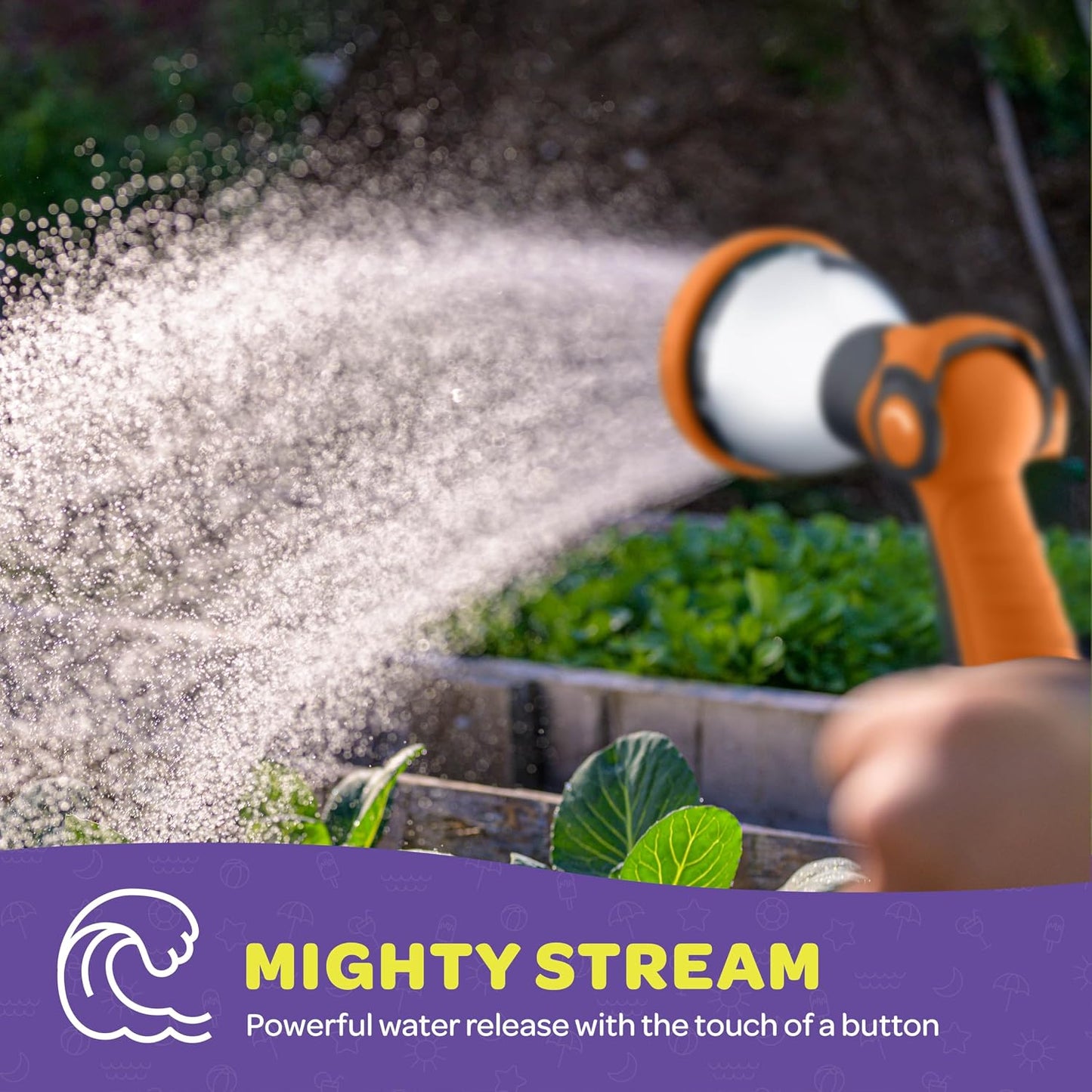 Hose Nozzle [Purple] Heavy Duty Hose Sprayer With 10 Adjustable Watering Patterns. Thumb Control Design, Comfortable Ergonomic Grip, Garden Hose Nozzle for Watering Plants & Lawns/Fun showers/Cleaning