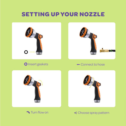 Hose Nozzle [Purple] Heavy Duty Hose Sprayer With 10 Adjustable Watering Patterns. Thumb Control Design, Comfortable Ergonomic Grip, Garden Hose Nozzle for Watering Plants & Lawns/Fun showers/Cleaning