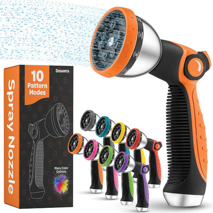 Hose Nozzle [Purple] Heavy Duty Hose Sprayer With 10 Adjustable Watering Patterns. Thumb Control Design, Comfortable Ergonomic Grip, Garden Hose Nozzle for Watering Plants & Lawns/Fun showers/Cleaning