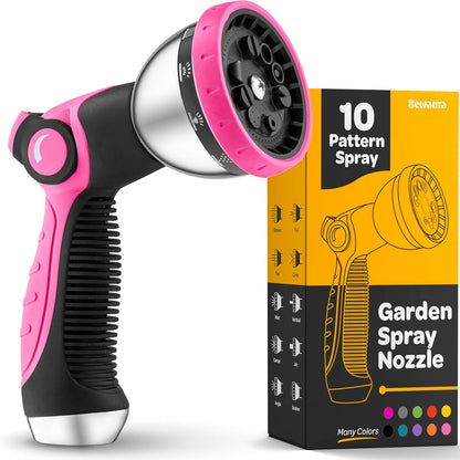 Hose Nozzle [Purple] Heavy Duty Hose Sprayer With 10 Adjustable Watering Patterns. Thumb Control Design, Comfortable Ergonomic Grip, Garden Hose Nozzle for Watering Plants & Lawns/Fun showers/Cleaning