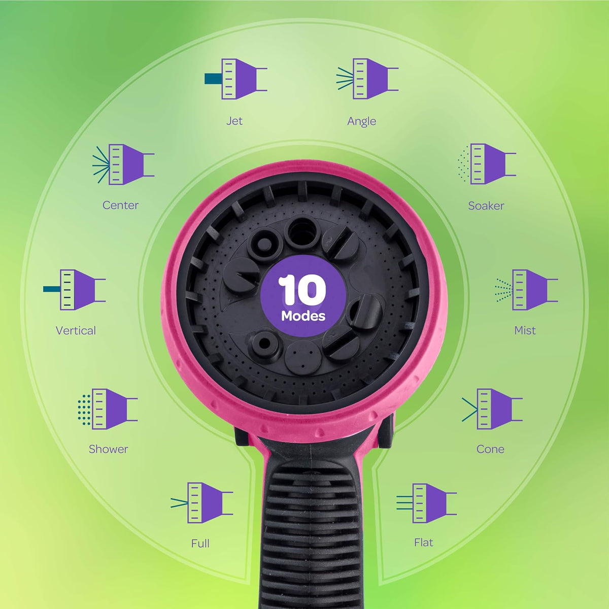 Hose Nozzle [Purple] Heavy Duty Hose Sprayer With 10 Adjustable Watering Patterns. Thumb Control Design, Comfortable Ergonomic Grip, Garden Hose Nozzle for Watering Plants & Lawns/Fun showers/Cleaning