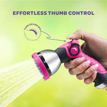 Hose Nozzle [Purple] Heavy Duty Hose Sprayer With 10 Adjustable Watering Patterns. Thumb Control Design, Comfortable Ergonomic Grip, Garden Hose Nozzle for Watering Plants & Lawns/Fun showers/Cleaning