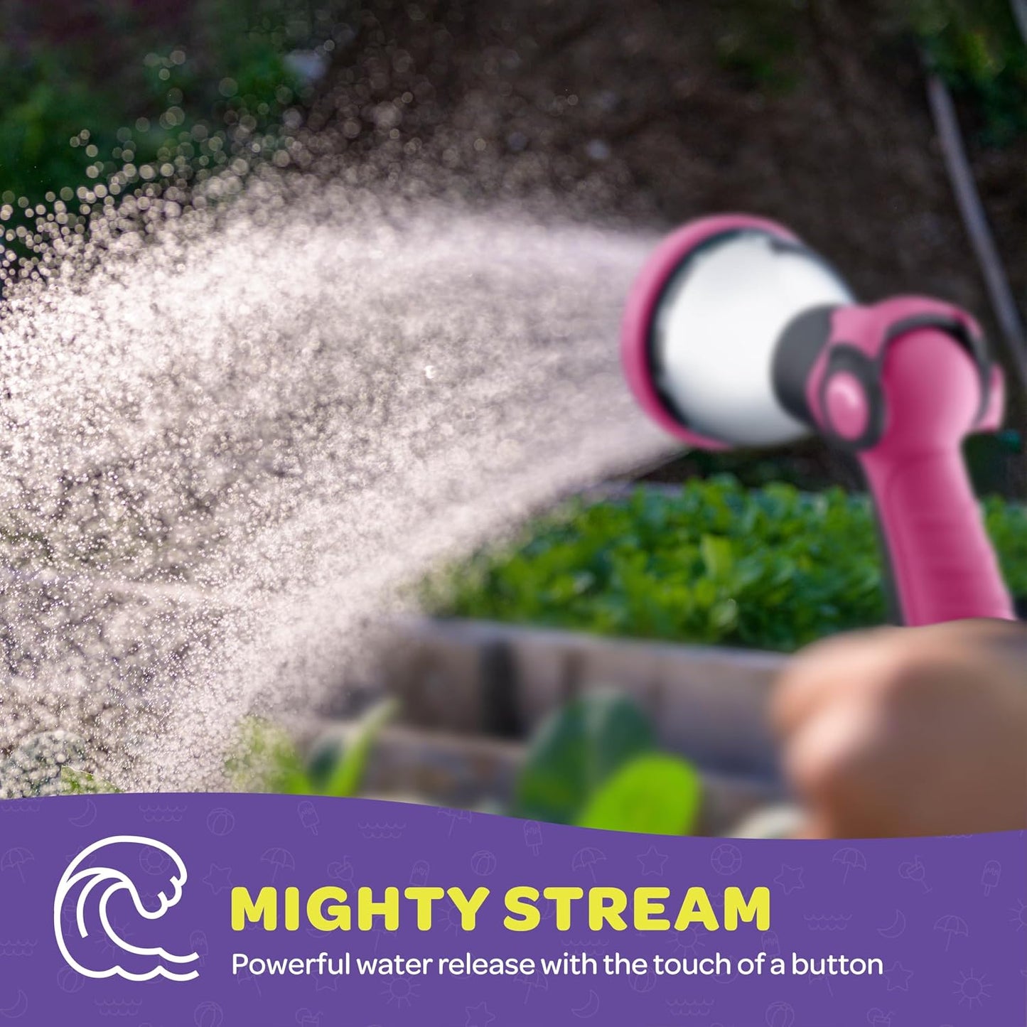 Hose Nozzle [Purple] Heavy Duty Hose Sprayer With 10 Adjustable Watering Patterns. Thumb Control Design, Comfortable Ergonomic Grip, Garden Hose Nozzle for Watering Plants & Lawns/Fun showers/Cleaning
