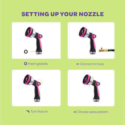 Hose Nozzle [Purple] Heavy Duty Hose Sprayer With 10 Adjustable Watering Patterns. Thumb Control Design, Comfortable Ergonomic Grip, Garden Hose Nozzle for Watering Plants & Lawns/Fun showers/Cleaning