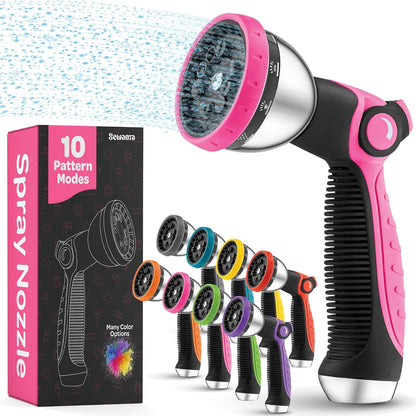 Hose Nozzle [Purple] Heavy Duty Hose Sprayer With 10 Adjustable Watering Patterns. Thumb Control Design, Comfortable Ergonomic Grip, Garden Hose Nozzle for Watering Plants & Lawns/Fun showers/Cleaning