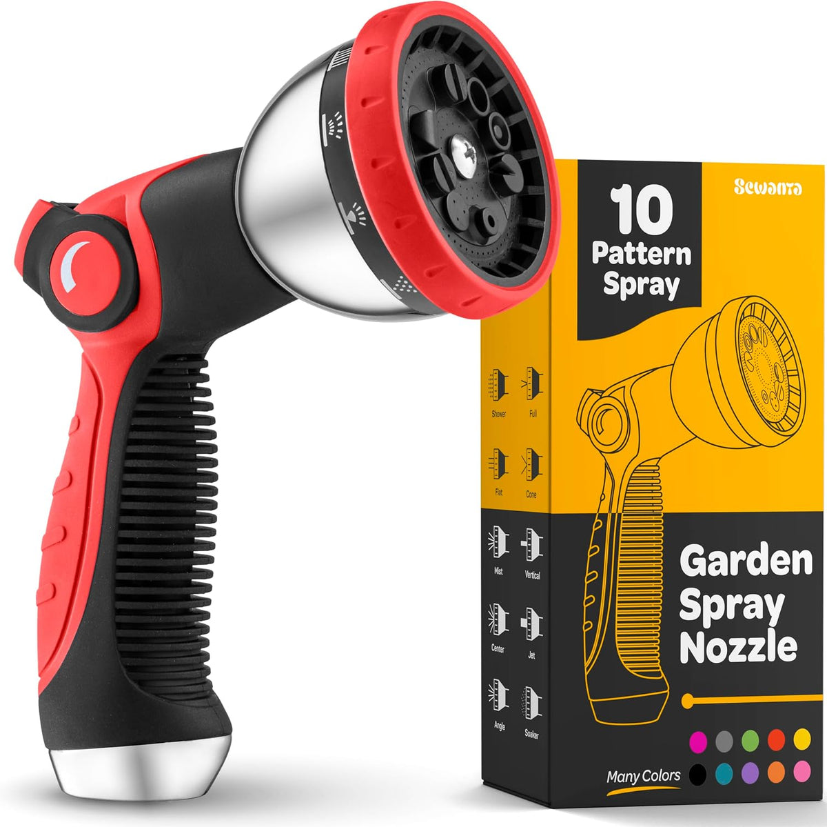 Hose Nozzle [Purple] Heavy Duty Hose Sprayer With 10 Adjustable Watering Patterns. Thumb Control Design, Comfortable Ergonomic Grip, Garden Hose Nozzle for Watering Plants & Lawns/Fun showers/Cleaning