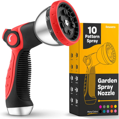 Hose Nozzle [Purple] Heavy Duty Hose Sprayer With 10 Adjustable Watering Patterns. Thumb Control Design, Comfortable Ergonomic Grip, Garden Hose Nozzle for Watering Plants & Lawns/Fun showers/Cleaning